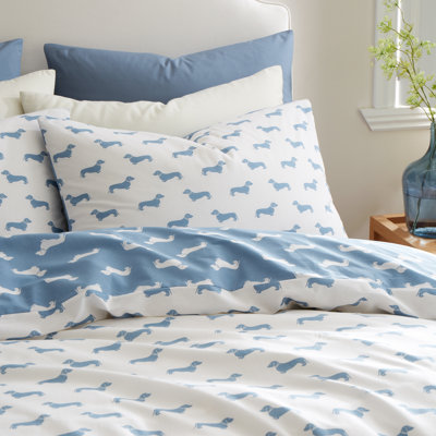 Emily Bond Peggy Dachshund Cotton Animal Print Duvet Cover Set with Pillowcases