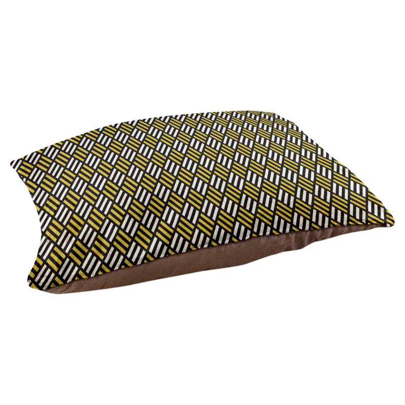 Coussin pour chien à rayures losanges Byrge, Moyen (L 29,5 po x P19,5 po x H 9,5 po), Noir / Jaune