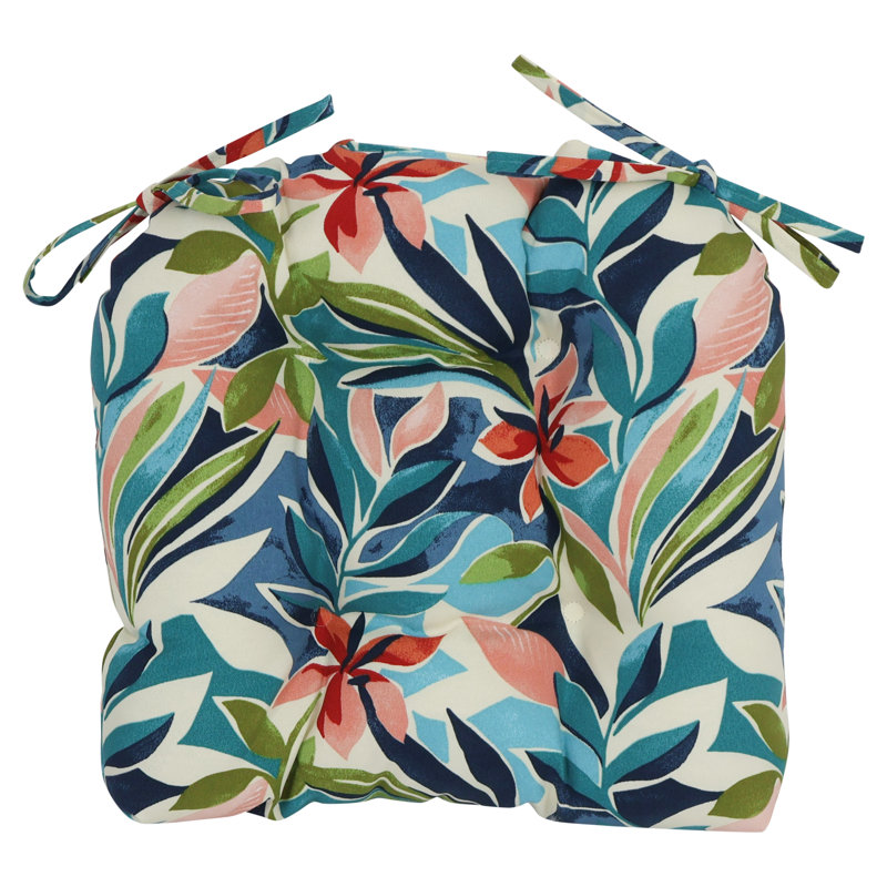 Coussins de chaise d'extérieur à dossier arrondi 16 pouces (ensemble de 4), Ivoire / bleu / floral multi Somap