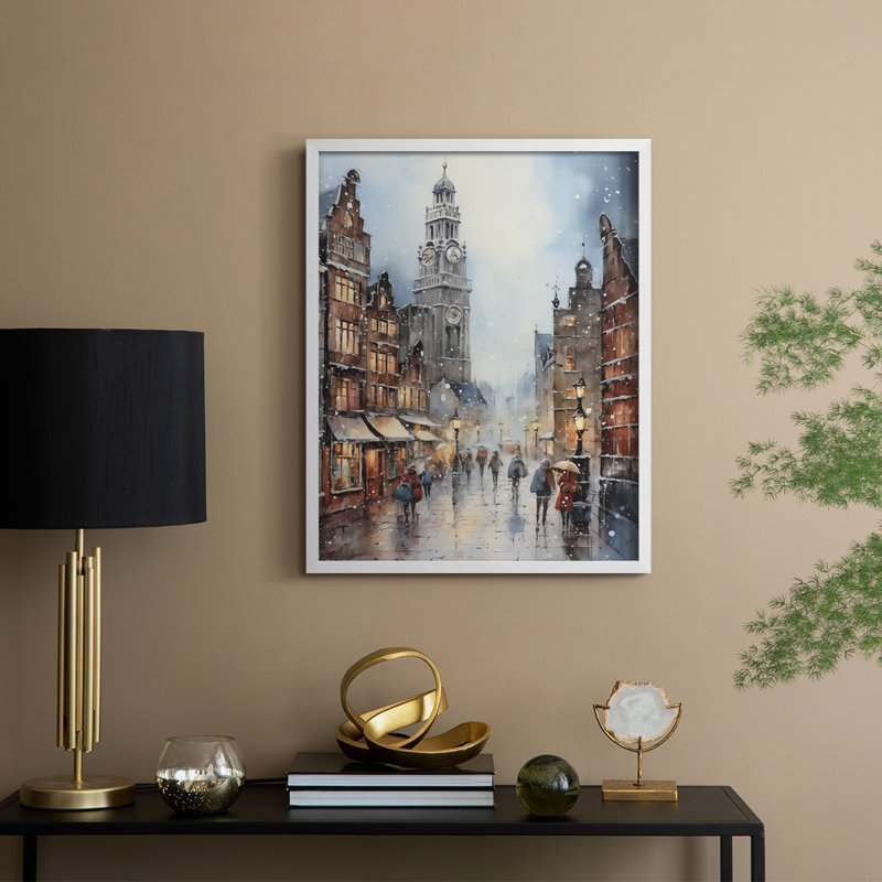 Reproduction d'art encadrée en bois massif Christmas Christmas, H 11 po x l 9 po, Blanc