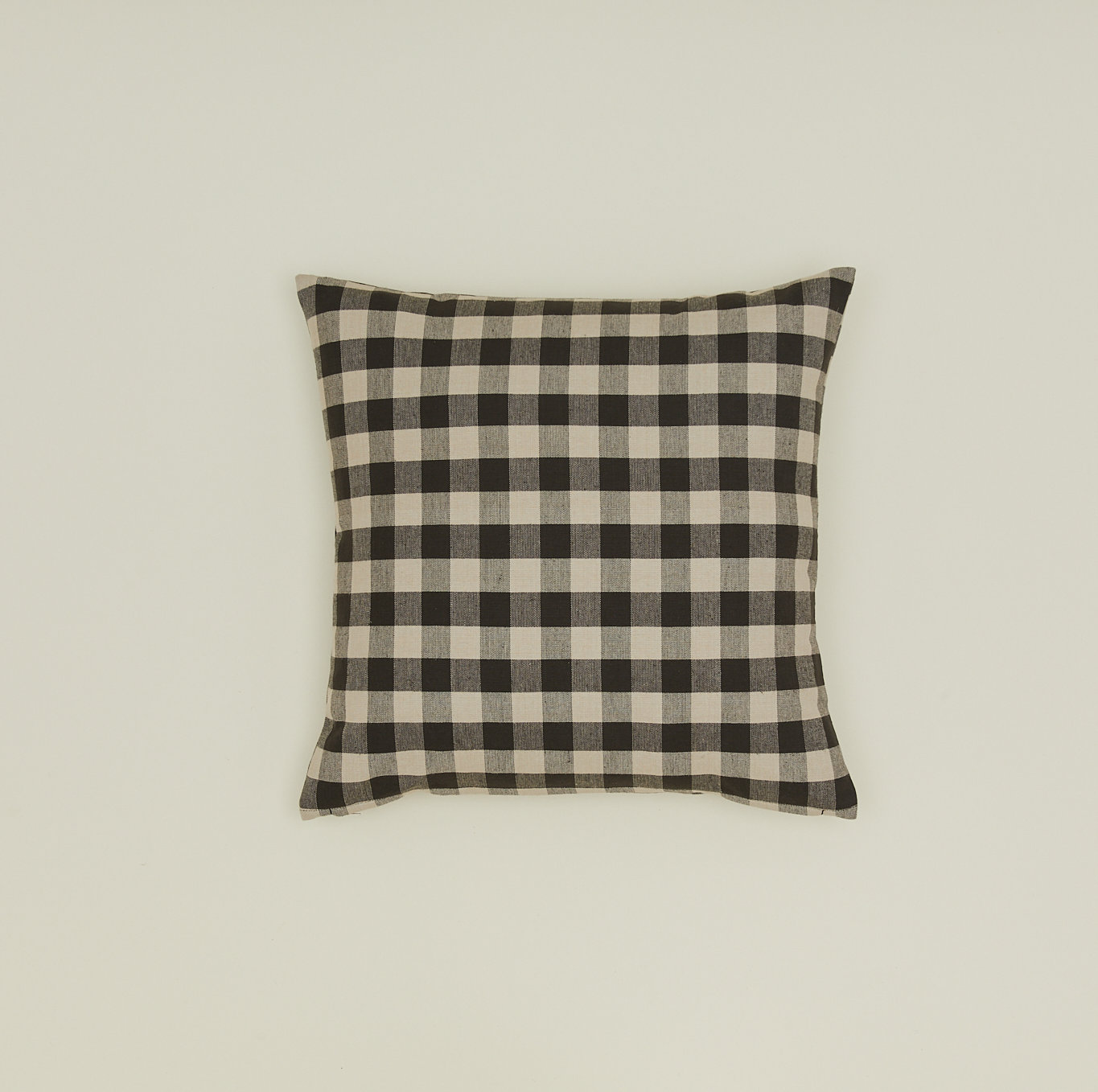 Essential Gingham Cotton Throw Pillow, Black/Light Gray