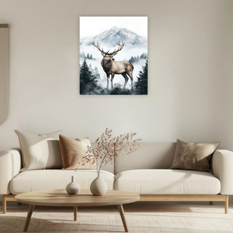 Deer & Rustic Wildlife Unframed Canvas Wall Art  24" X 36"