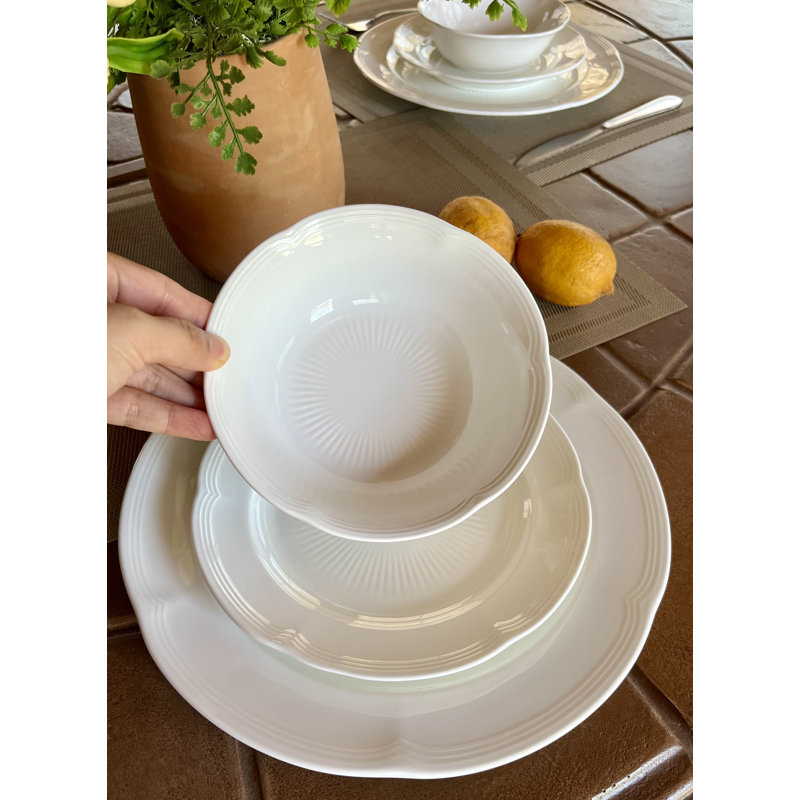 Assiette plate en porcelaine blanche durable Plum Blossom