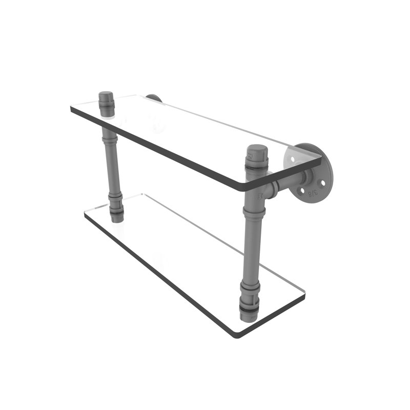 Bayer 2 Piece Industrial Pipe Shelves, Matte Gray, 9.4" H x 16" W x 5.6" D
