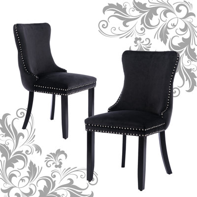 2 Pcs High-End Tufted Solid Wood Contemporary Velvet Upholstered Dining Chair With Wood Legs Nailhead Trim,Upholstered dining room chair,dinning chair,kitchen chair