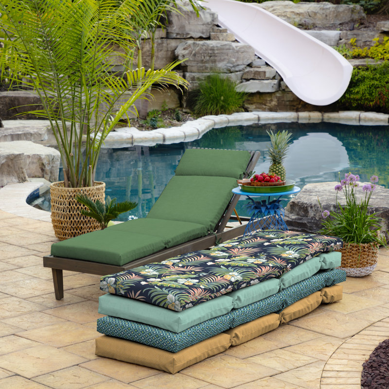 ARDEN Outdoor Chaise Lounge Cushion, Moss, 3.5" H x 22" W x 52" D
