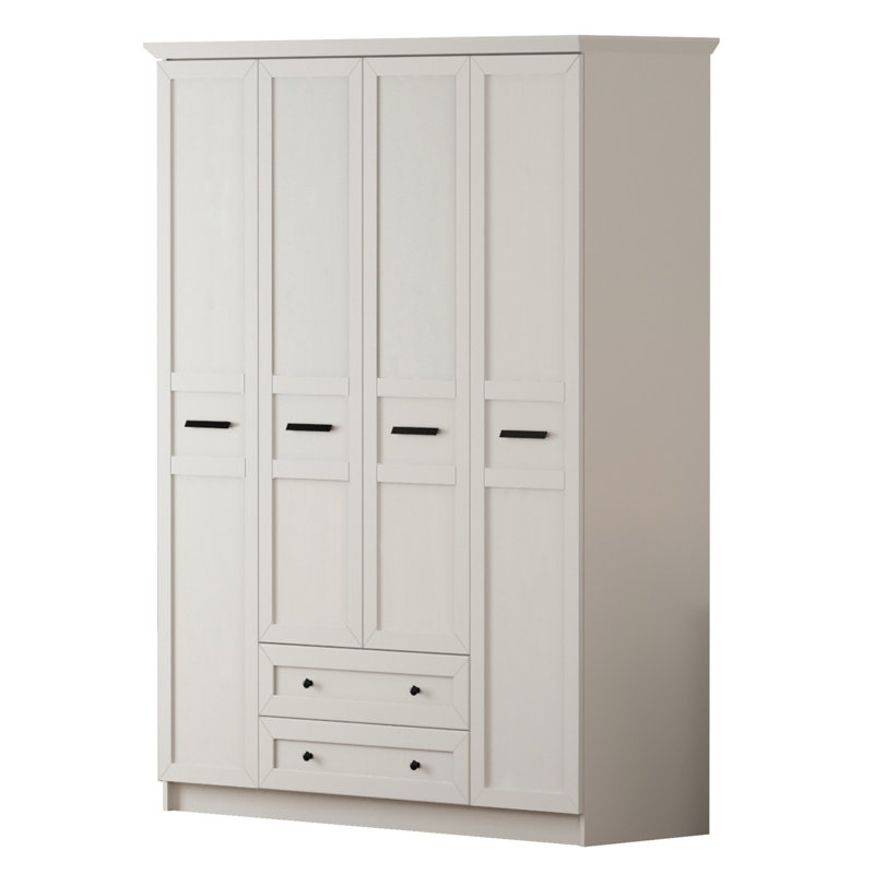DAISY 4 Door 2 Drawer Wardrobe, 184cm H x 140cm W x 52cm D