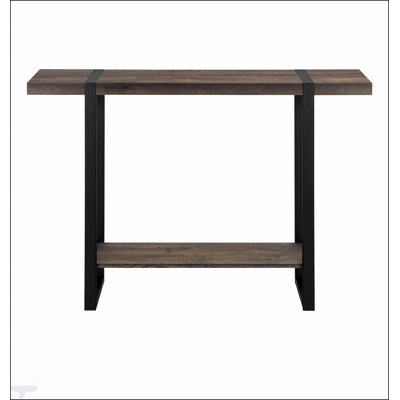 Table d'appoint de style contemporain avec base étroite en métal et plateau en stratifié brun lisse