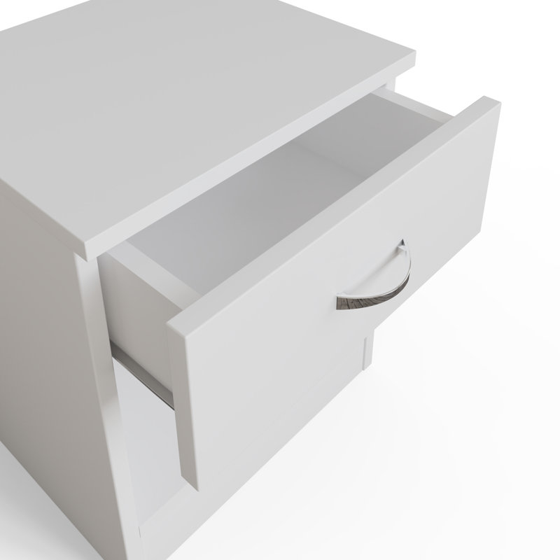 40cm W Manufactured Wood Bedside Table, White