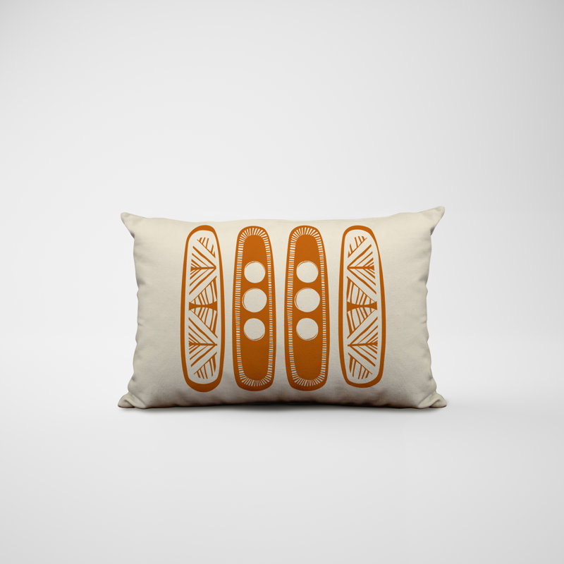 Polyester / Mélange de polyester Housse de coussin rectangulaire intérieure / extérieure lombaire et insert, Orange