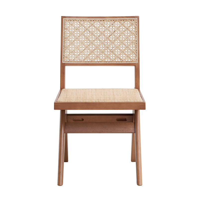 Ensemble de 2 chaises d'appoint en rotin et finition naturelle