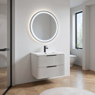Floating Bathroom Vanity with Ceramic Sink & Drawers
