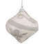 Ornement en forme d'oignon de Noël incassable avec perles 3 carats blanc et argent 3 po