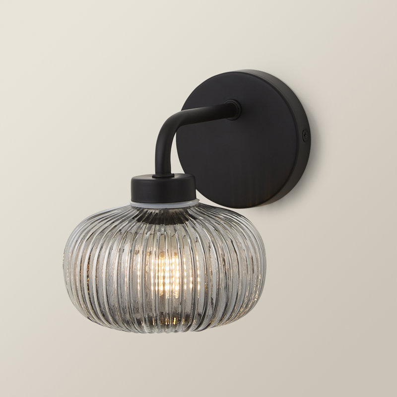 Angenetta Glass Armed Sconce, Matte Black, No