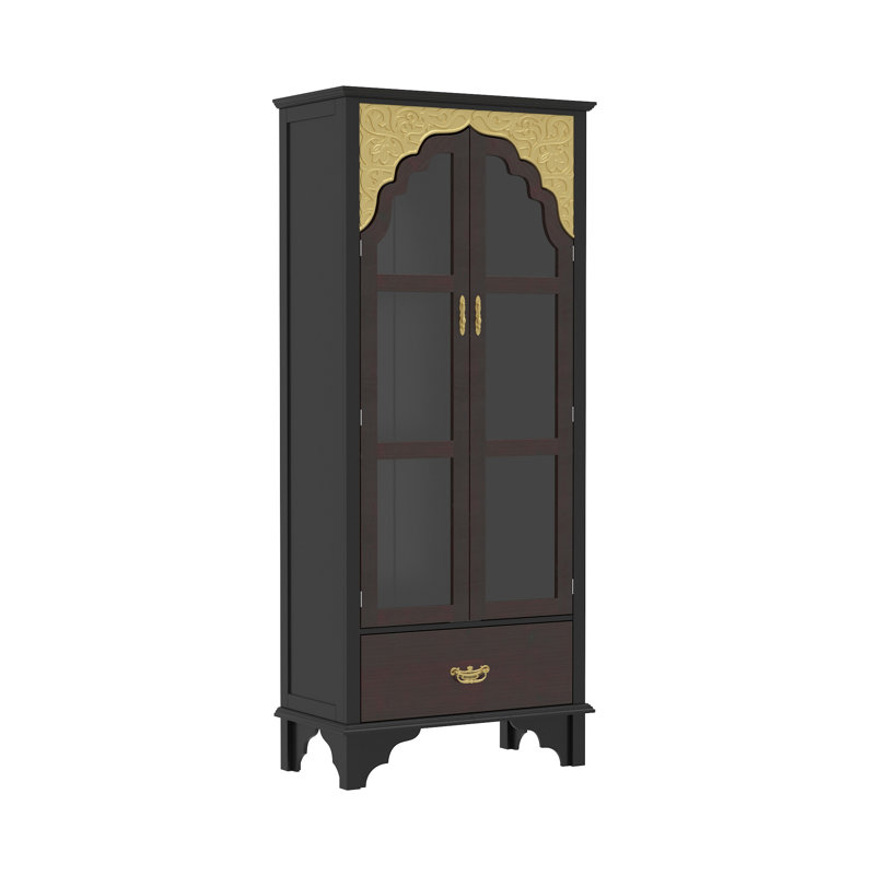 71”H China Cabinet With 2 Doors, Brown