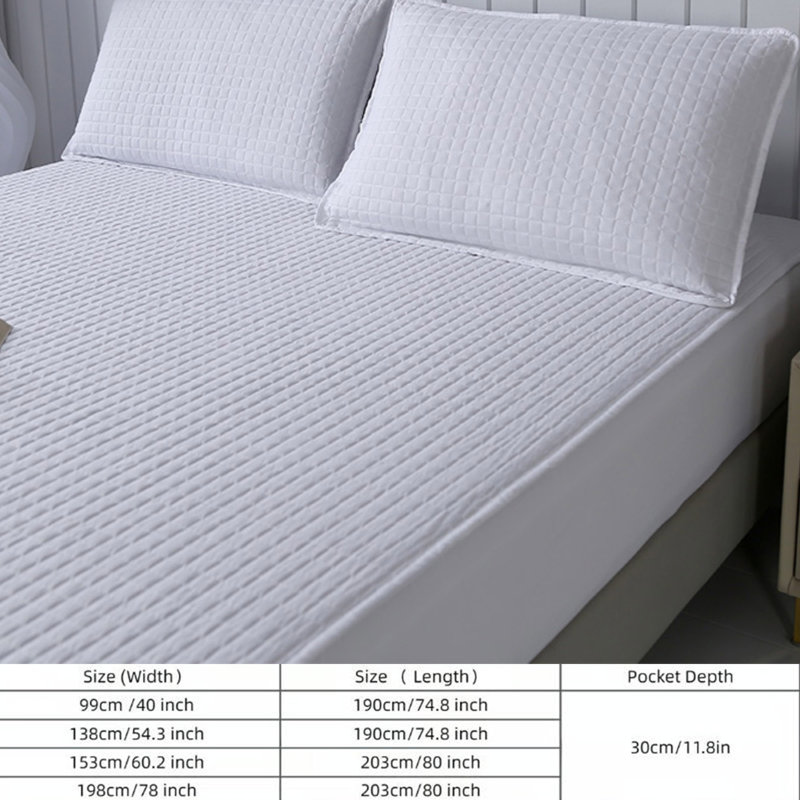 Quilted Fitted Sheet - White - 99×190cm, Twin Fitted Sheet, White