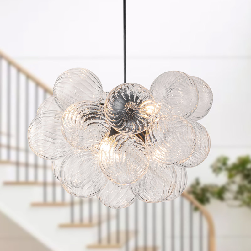 Brody 6 - Light Dimmable Swirled Glass Globe Sphere Chandelier