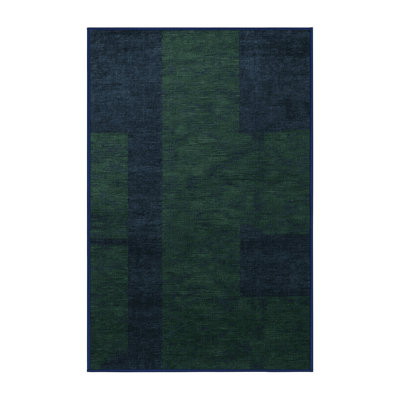 Machine Washable Trellis Blue Area Rug