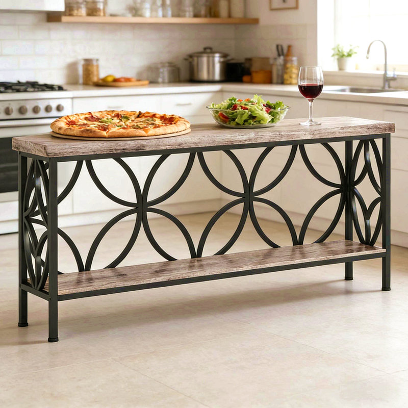 Table basse, console à 2 niveaux, canapé moderne, Black, Gris
