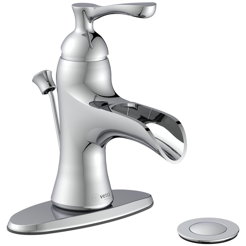 Single-handle Bathroom Faucet with Drain Assembly, Polished Chrome