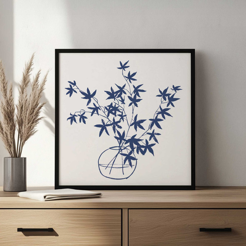 «Nature in Navy» par Dogwood Portfolio, reproduction d'art, H 21,5 po x l 21,5 po, Blanc, Impression encadrée