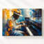 Toile, art mural Jazz Piano, toile abstraite, musicien dans un studio vibrant-740687799