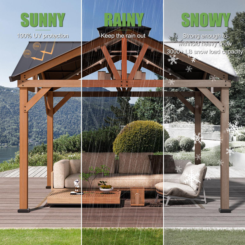 12' x 12' Cedar Wood Gazebo with Metal Roof
