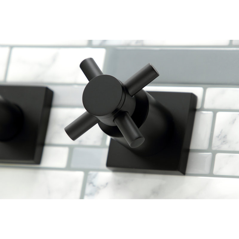 Kingston Brass Milano Two-Handle 3-Hole Wall Mount Roman Tub Faucet, Matte Black, Milano 2