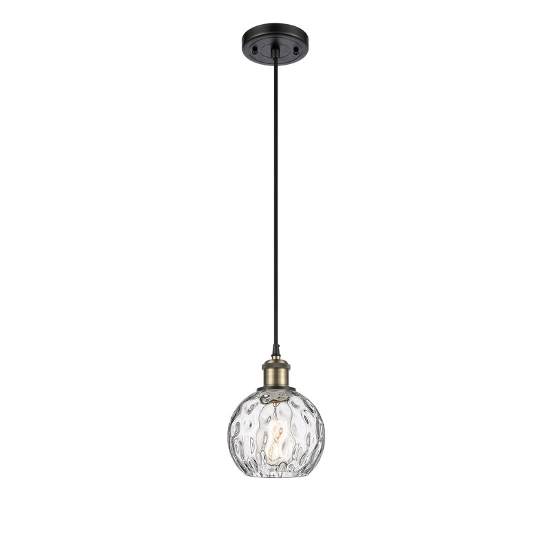 Luminaire suspendu sphère 1 lumière Roxane, DEL, H 8 po x l 6 po x P 6 po, Laiton antique noir