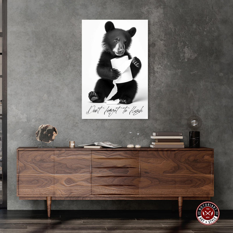 «Don't Forget to Flush Bear», reproduction d'art sur toile par Notoriart, Toile tendue, H 36 po x l 24 po