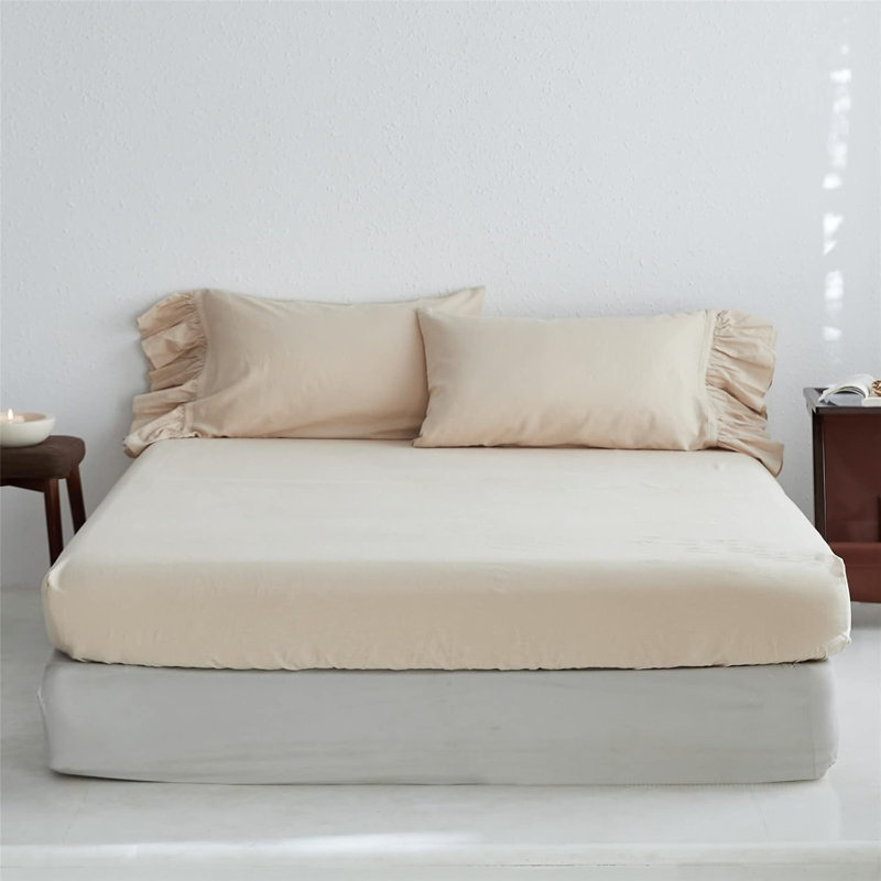 Linen Cotton Fitted Sheet,  Line , King Fitted Sheet