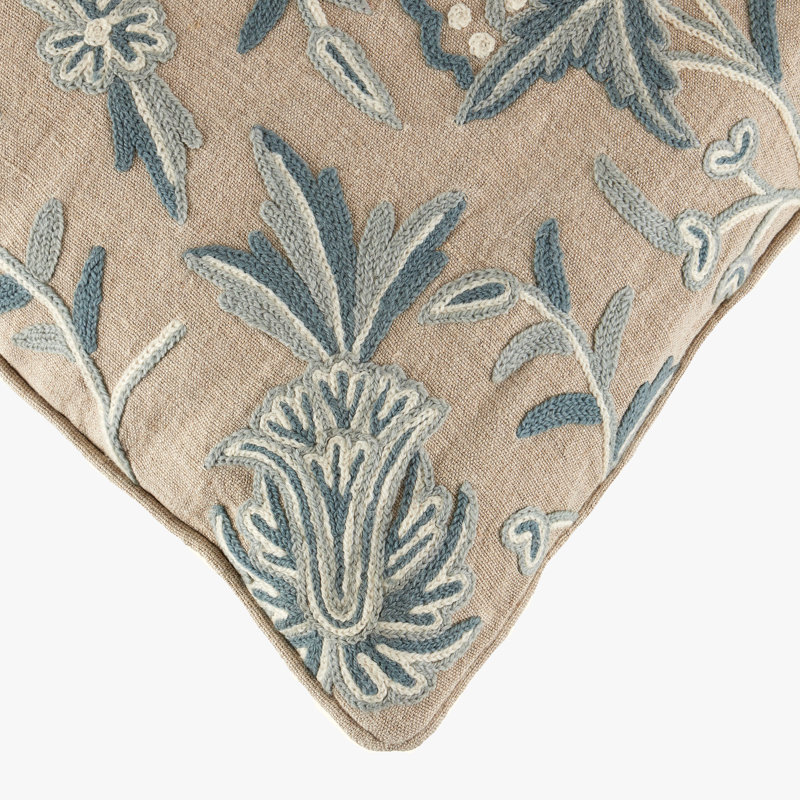 Coastal Breeze Azure Bloom Pillow Cover & Insert, Square