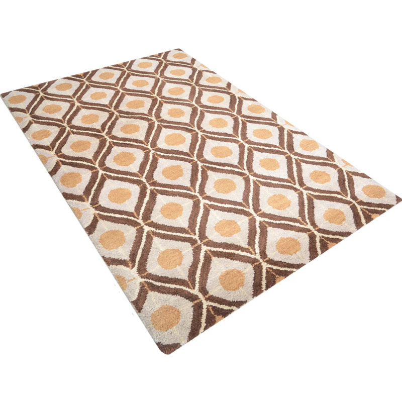 Durnan Hand Tufted Wool Eco-Friendly Area Rugs - Rectangle, Beige Brown Color, Geometric Modern Design, High Pile Thick Handmade Anti Skid Area Rugs for Living Room, Bed Room