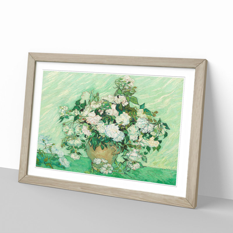 Roses Vol.1 by Vincent Van Gogh - Framed Print, 36cm H x 48cm W x 2cm D, Oak Framed