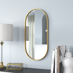 Destefano Oval Pill-Shaped Metal Mirror