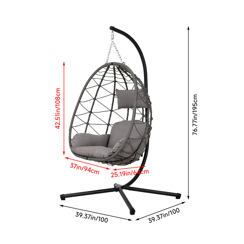 Swing Egg Chair with Stand and Cushion