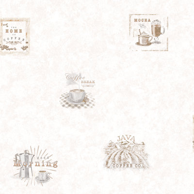 Just Kitchens Coffee Motif 33' L x 21" W Wallpaper Roll