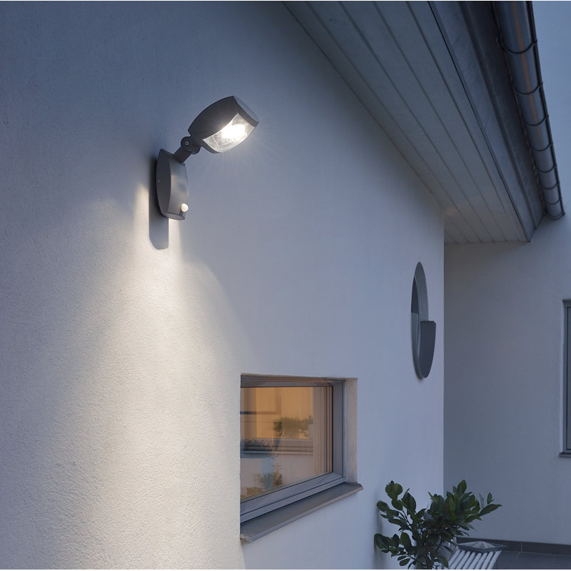 Anthracite Integrated LED Outdoor Armed Sconce, 32cm H x 14cm W x 10cm D