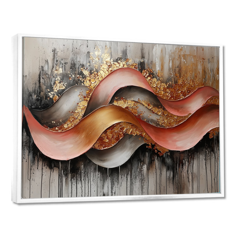 Offord - Abstract Wall Art, H 30 po x l 40 po, Impression encadrée flottante, Blanc