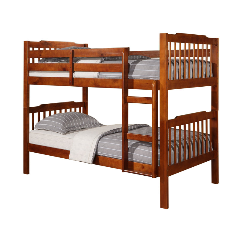 Mulli Kids Twin Over Twin Bunk Bed, Mahogany