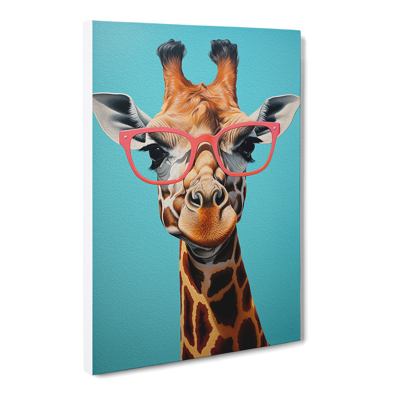Giraffe with Glasses Painting No.3 - Wrapped Canvas, 50cm H x 35cm W x 3cm D