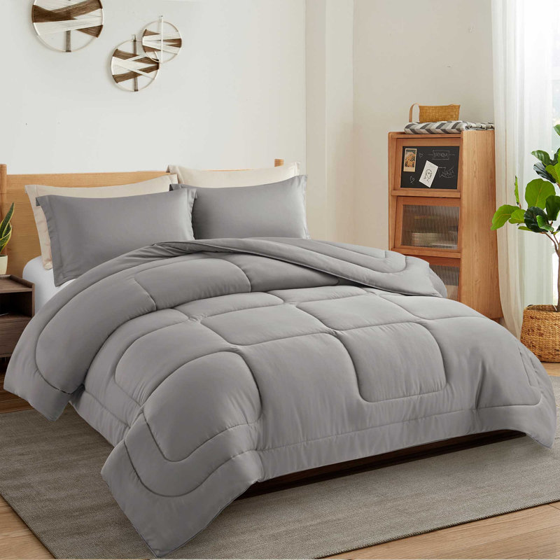 Ensemble d'édredon en microfibre 3 pièces , Édredon très grand + 2 taies décoratives très, Marine