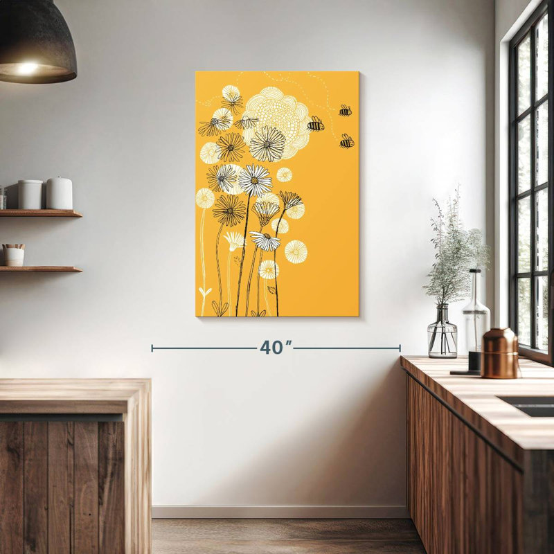 Harnek, abeilles et marguerites, H 39 po x l 26 po