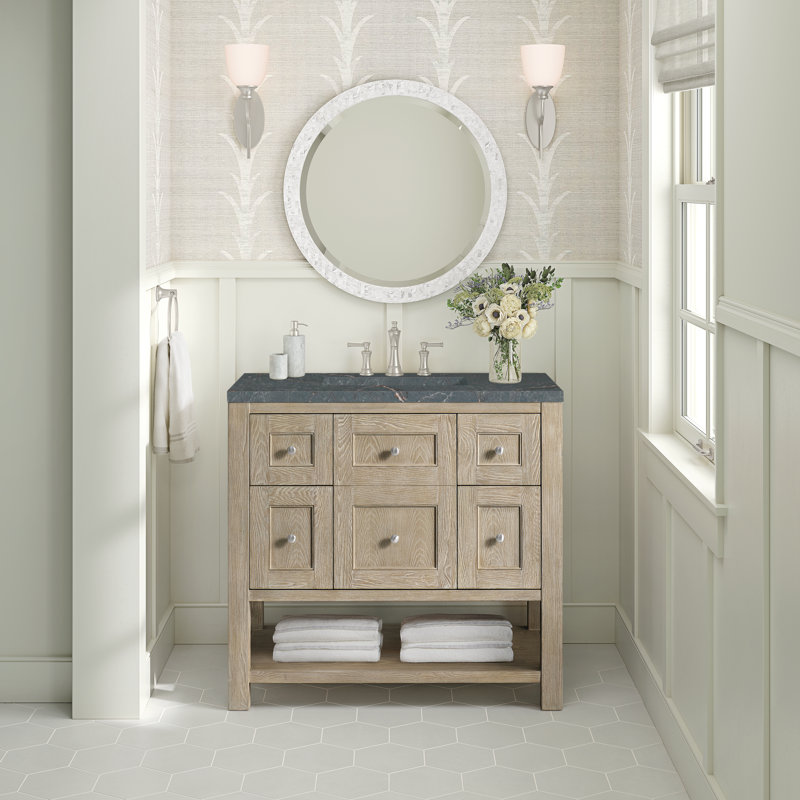 Breckenridge 36'' W Single Vanity, Whitewashed Oak, 8" Widespread, Parisien Bleu