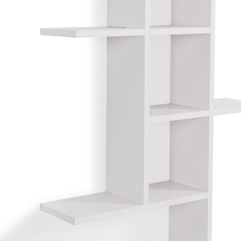 Suffield 4-Shelve Manufactured Wood Asymmetrical Tiered Shelf, White