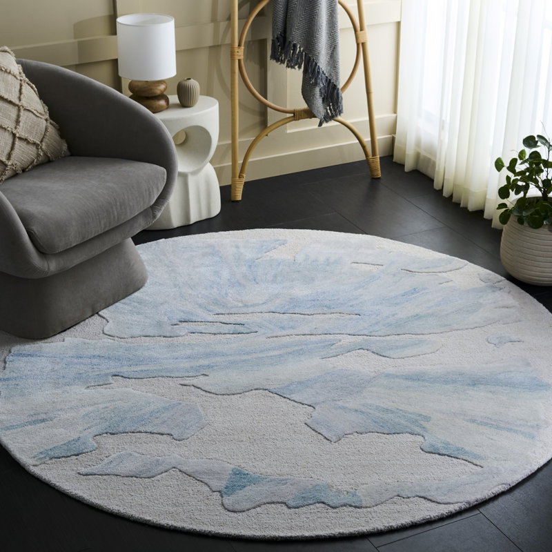 Jatavien Hand Tufted Performance Abstract Rug, Round 6'