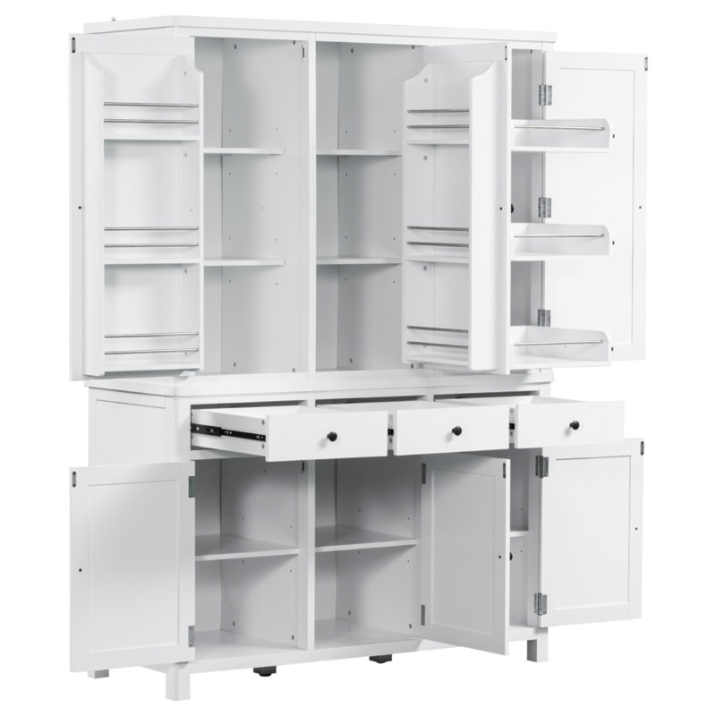 TOPMAX Farmhouse 74.8''H High Freestanding Kitchen Pantry, 53''Lx20''w Large Cupboard Storage Cabinet With Door Shelves,Adjustable Shelves, Pull-Out Trays And Drawers