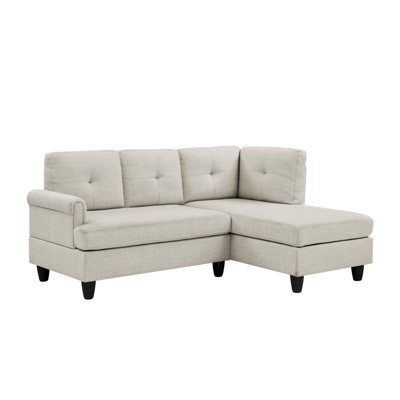 Canapé et méridienne de 78 po de large faisant face à la droite, Polyester beige uni