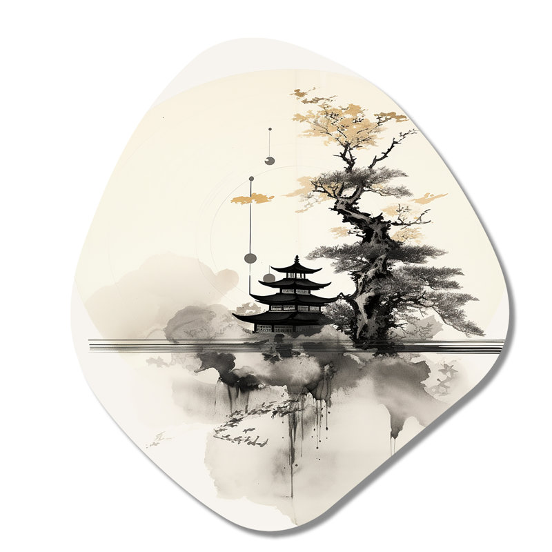 «Asian Art Samurais Landscape II - Art asiatique, impression murale asymétrique, décoration murale en métal de forme unique mondiale