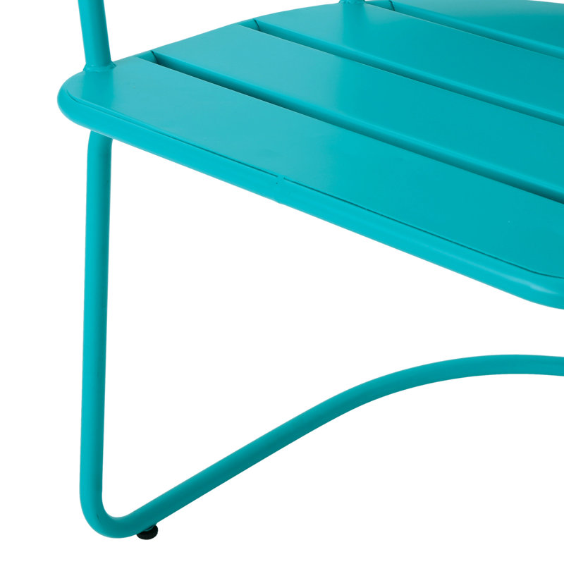 Ensemble bistro en fer, sarcelle, 2 chaises et table ovale pour l'extérieur